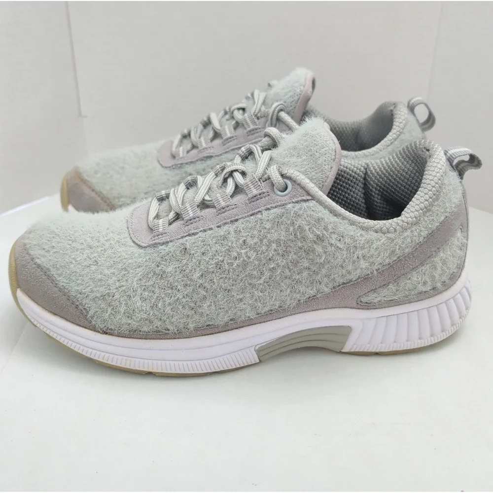 Orthofeet Women Size 6.5 989 Gray Wool Lace Up Sneakers Shoes Comfort